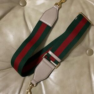 New AUTHENTIC Gucci Bag Strap Web Stripe Green Red Leather Replacement Crossbody